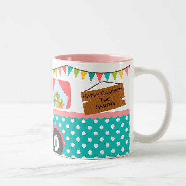 Colourful Happy Camper Two-Tone Coffee Mug (Right)