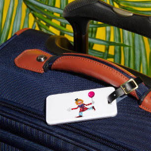 Colourful Happy Clown with Balloon Fun Circus  Luggage Tag