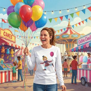 Colourful Happy Clown with Balloon Fun Circus  T-Shirt