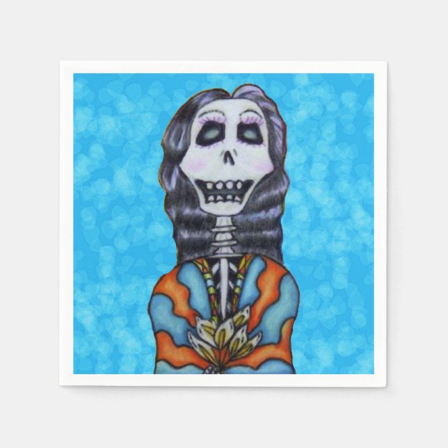Colourful Happy Day of the Dead Skeleton Napkin (Front)