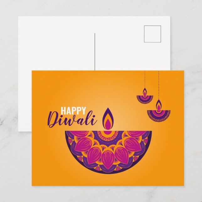 Colourful Happy Diwali  Postcard (Front/Back)