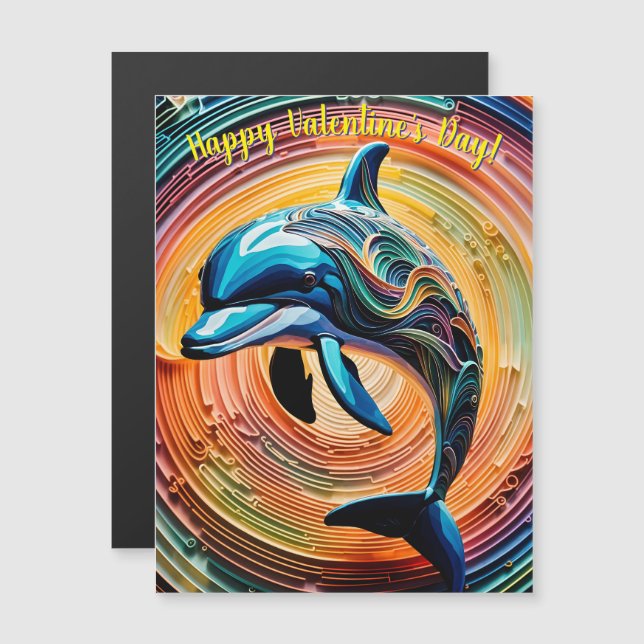 Colourful Happy Dolphin Valentines Day (Front/Back)