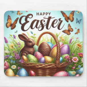 Colourful, Happy Easter basket with eggs Mouse Mat