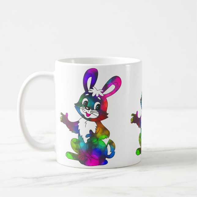 Colourful Happy Easter Bunny Mug with Chocolate (Left)
