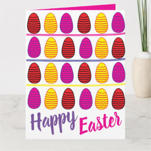 Colourful Happy Easter Eggs Greeting  Card