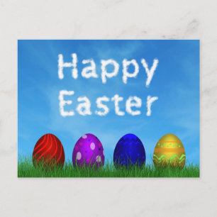 Colourful Happy Easter Eggs Holiday Postcard