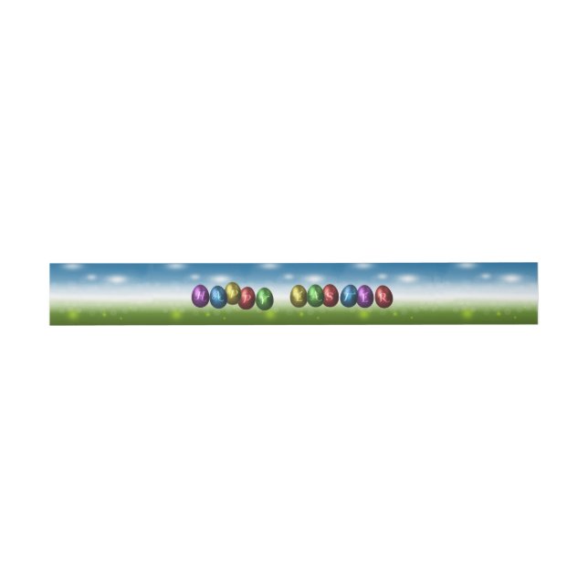 Colourful Happy Easter Eggs Invitation Belly Band (Flat)