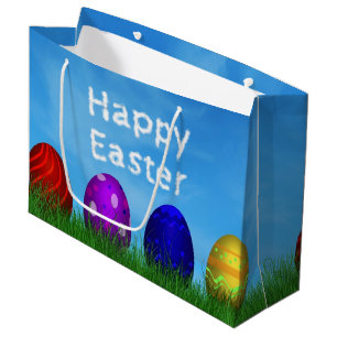 Colourful Happy Easter Eggs Large Gift Bag