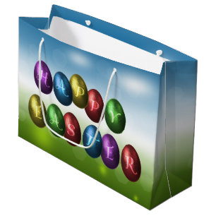 Colourful Happy Easter Eggs Large Gift Bag