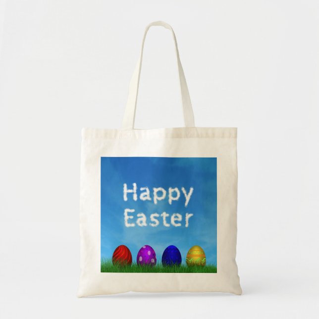 Colourful Happy Easter Eggs Tote Bag (Front)