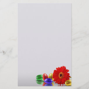 Colourful Happy Easter Eggs with Gerbera Stationery