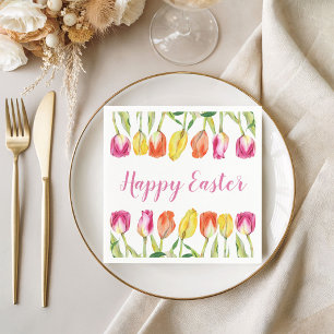 Colourful Happy Easter Floral Tulip Napkin