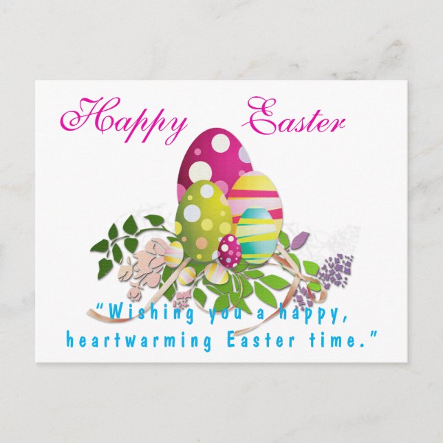 Colourful Happy Easter Greeting  Postcard (Front)