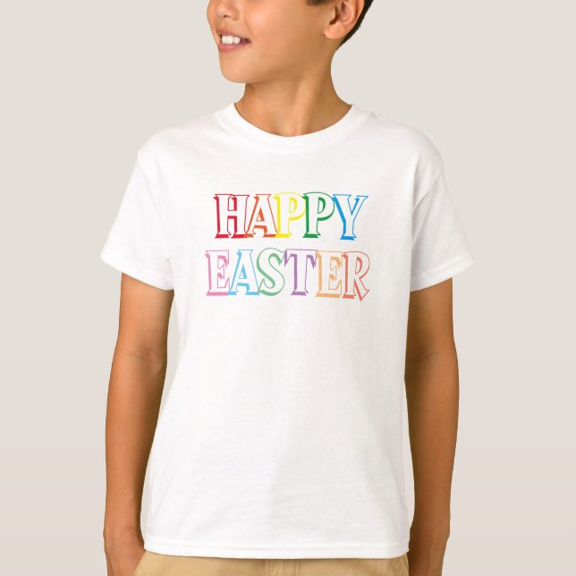 Colourful Happy Easter Greeting Typography T-Shirt (Front)