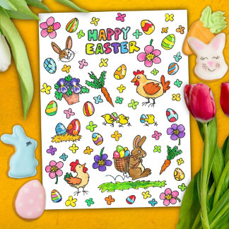 Colourful Happy Easter  Postcard