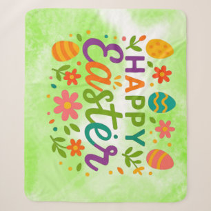 Colourful Happy Easter Sherpa Blanket