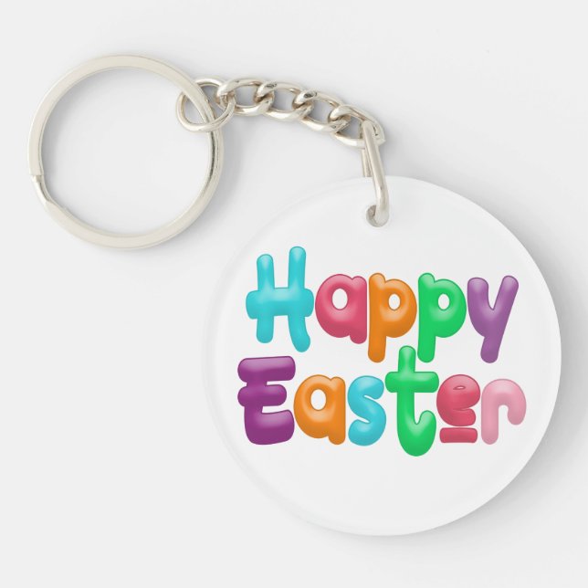 Colourful Happy Easter Typography | Keychain (Front)