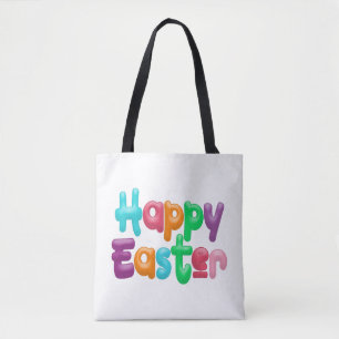 Colourful Happy Easter Typography Tote Bag