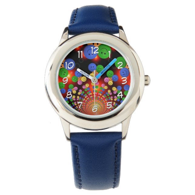 Colourful Happy Face Spiral Kids Wrist Watch (Front)