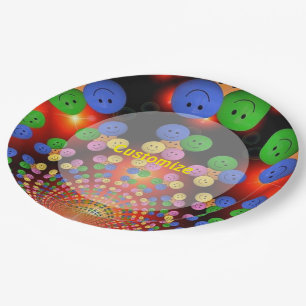 Colourful Happy Face Spiral Paper Plates