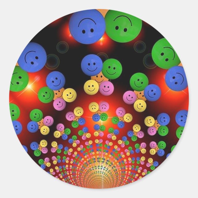 Colourful Happy Face Spiral Stickers (Front)