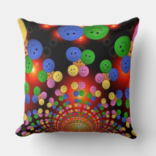 Colourful Happy Face Spiral Throw Pillow