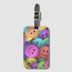 Colourful Happy Faces Emoji Art Luggage Tag