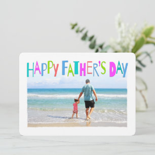Colourful Happy Father's Day Lettering Photo Card