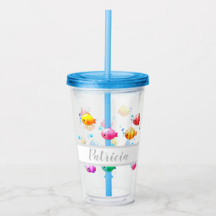 Colourful Happy Fish with Bubbles  Acrylic Tumbler