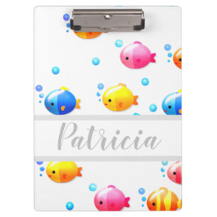 Colourful Happy Fish with Bubbles Clipboard