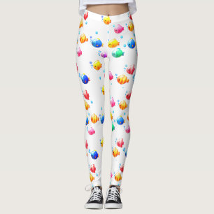 Colourful Happy Fish with Bubbles Leggings