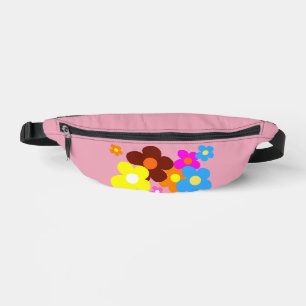 Colourful Happy Flowers Pastel Pink Bum Bags