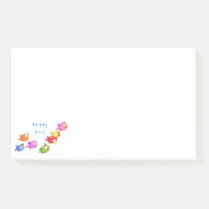 Colourful Happy Flying Birds - Cute Funny Sparrows Post-it Notes