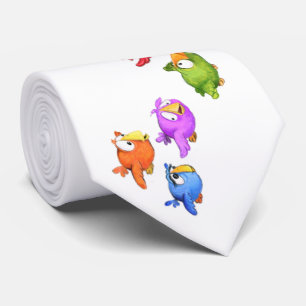 Colourful Happy Flying Birds - Cute Funny Sparrows Tie