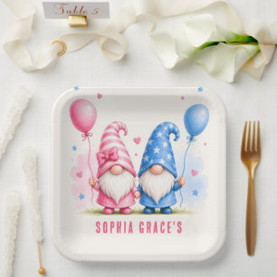 Colourful Happy Gnomes Birthday Paper Plate