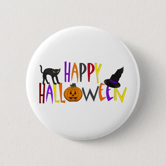 Colourful Happy Halloween 6 Cm Round Badge (Front)