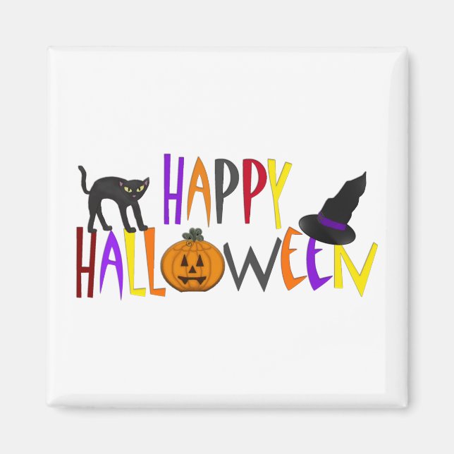 Colourful Happy Halloween Magnet (Front)