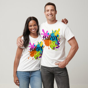Colourful Happy Holi Customised  T-Shirt
