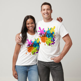 Colourful Happy Holi Customised  T-Shirt