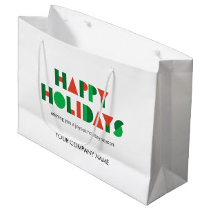 Colourful Happy Holidays Custom Company Name Large Gift Bag