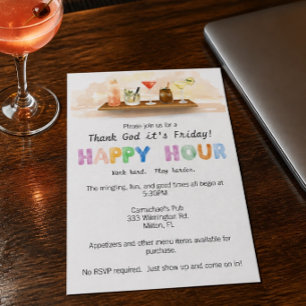 Colourful Happy Hour Invitation