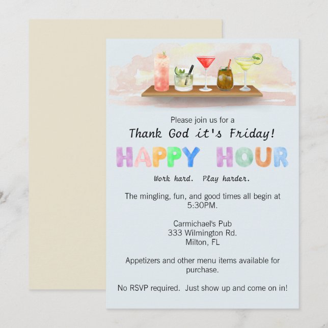 Colourful Happy Hour Invitation (Front/Back)
