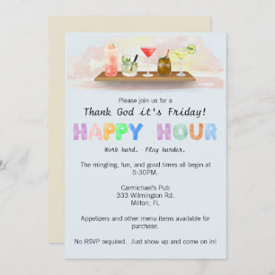 Colourful Happy Hour Invitation