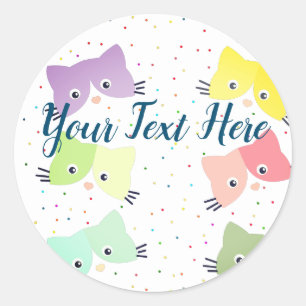 Colourful Happy Kittens Pattern Classic Round Sticker