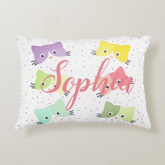 Colourful Happy Kittens Pattern Decorative Cushion (Front)