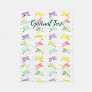 Colourful Happy Kittens Pattern Fleece Blanket