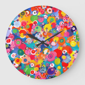 Colourful Happy Little Circles Original Artwork Large Clock