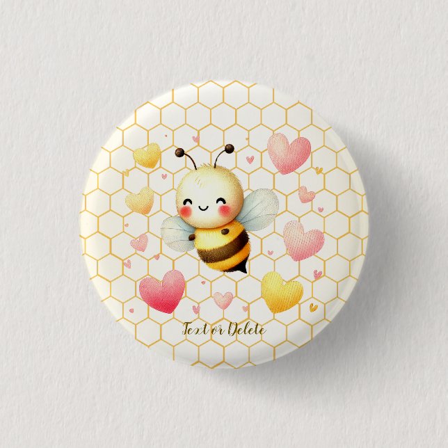 Colourful Happy Little Honey Bee Baby Shower Cute 3 Cm Round Badge (Front)