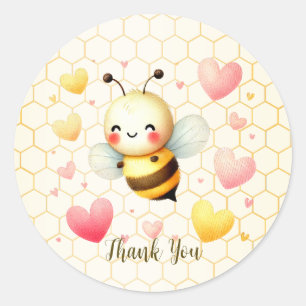 Colourful Happy Little Honey Bee Baby Shower Cute Classic Round Sticker