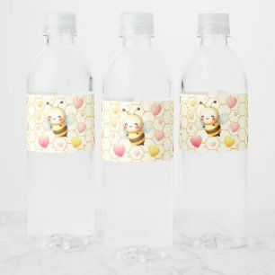 Colourful Happy Little Honey Bee Baby Shower Cute Water Bottle Label